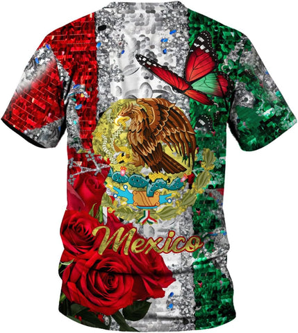 Mostprints Personalized Mexico Shirts for Women, Custom Name Mexican Shirts for Women, Mexico Shirt Flag Women Full Size New