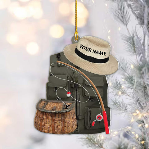 mostprints Personalized Fishing Ornament Custom Fishing Christmas Ornaments Fishing Vest Christmas Ornaments Gifts for Fishing Lovers Ornament Christmas Hanging Ornament Fisherman Gift (Fishing 5)
