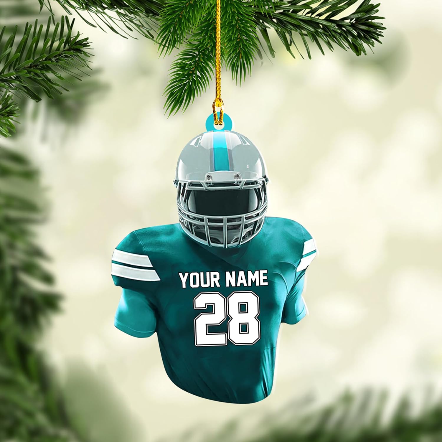 Artparel Personalized Football Ornament Customized Football Christmas Ornaments Football Ornament Christmas Hanging Décor Gift for Football Fans Football Gifts Gift for Football Player (FB 11)