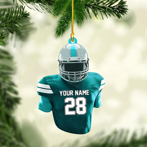 Artparel Personalized Football Ornament Customized Football Christmas Ornaments Football Ornament Christmas Hanging Décor Gift for Football Fans Football Gifts Gift for Football Player (FB 11)