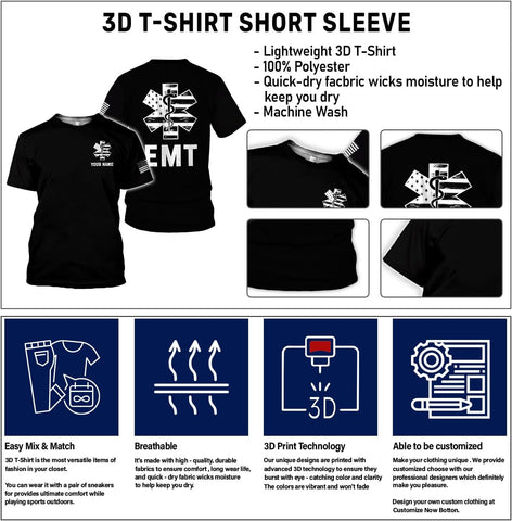 Mostefy Personalized EMT Shirt, EMS Shirt, Customized EMS Shirts,EMT Paramedic Uniform Emergency Medical Technician Shirts