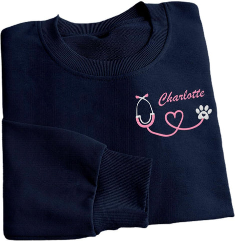 Personalized Veterinarian Embroidered Sweatshirt, Custom Vet Tech Shirt, Veterinary Technician Week Gifts, Veterinary Gifts