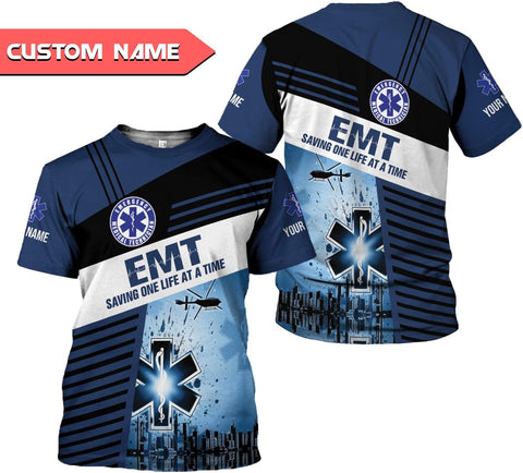 Mostprints Personalized Name EMT Shirt 3D Uniform Emergency Medical Technician, EMS Shirts for Men, EMS Shirt, Paramedic Shirt