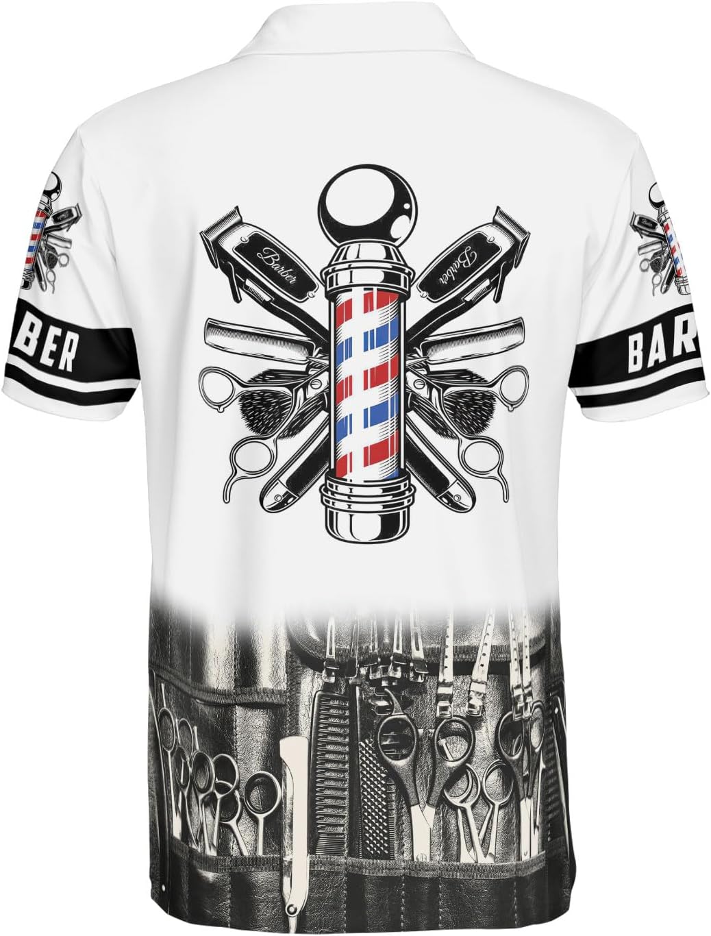 Woseprints Personalized Polo Shirts, Barber Shop Gifts for Men for Barbers