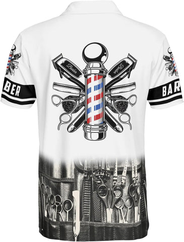 Woseprints Personalized Polo Shirts, Barber Shop Gifts for Men for Barbers