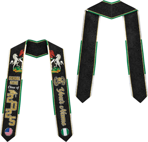 Pretyprints Custom Nigerian Graduation Sash, Nigeria Graduation Stole Customize, Nigerian American Flag Graduation Sash 2025