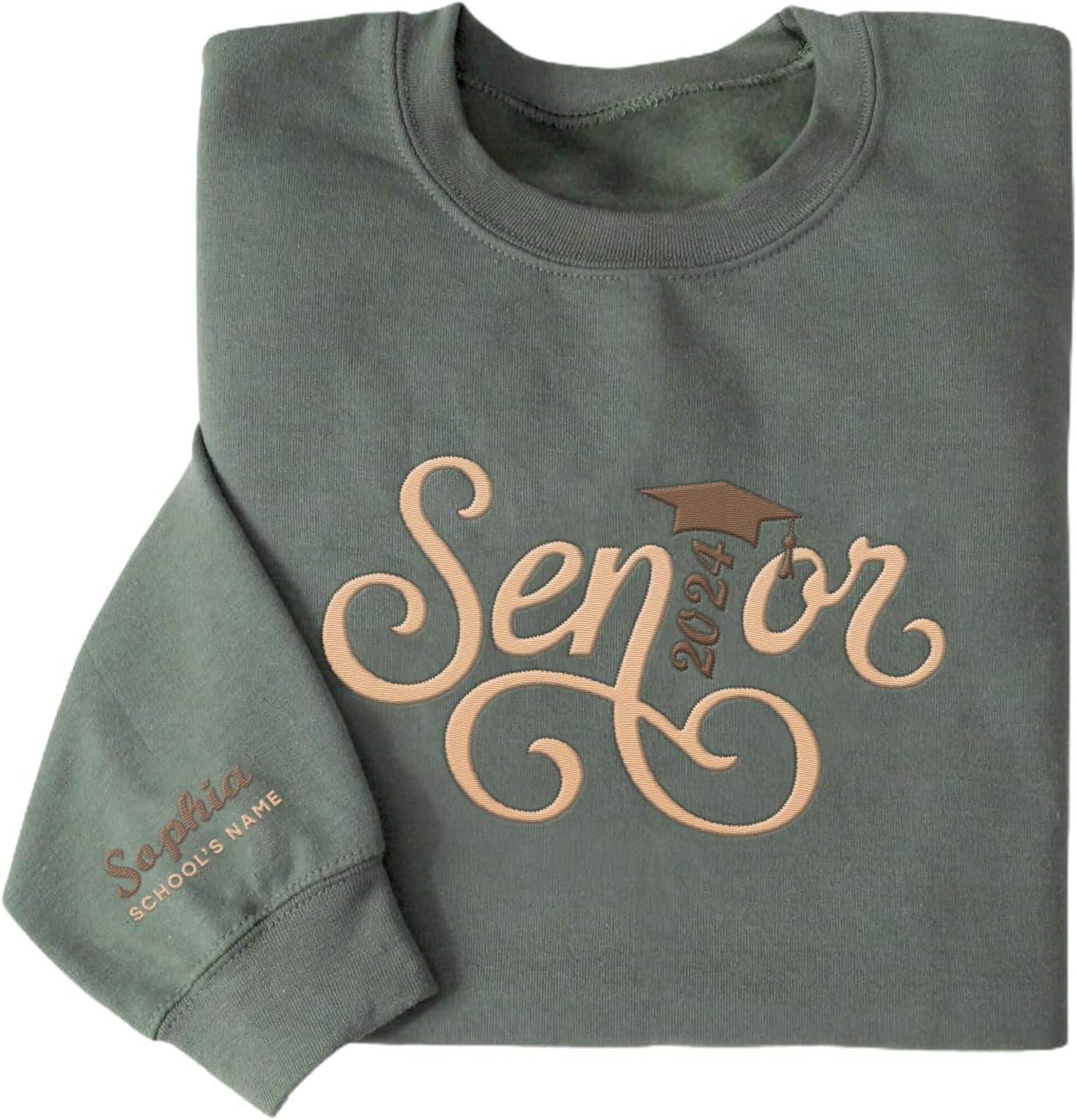 MAPrints Personalized Senior 2024 Embroidered Sweatshirt Gift, Graduation Class Of 2024 School Senior Embroidery Sweatshirt