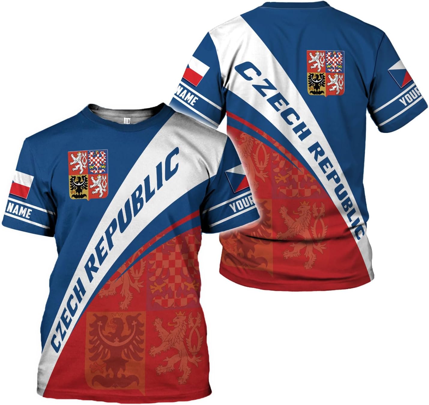 Personalized Czech Shirts 3D, Czechoslovakian T-Shirts, Czech Republic Flag Pride Shirt Unisex, Gifts for Czechs (CZ 9)
