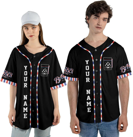 Mostprints Personalized Baber Baseball Jersey, Hairdresser Baseball Jersey Barber Shop, Barber Shirts for Men and Women New 2024