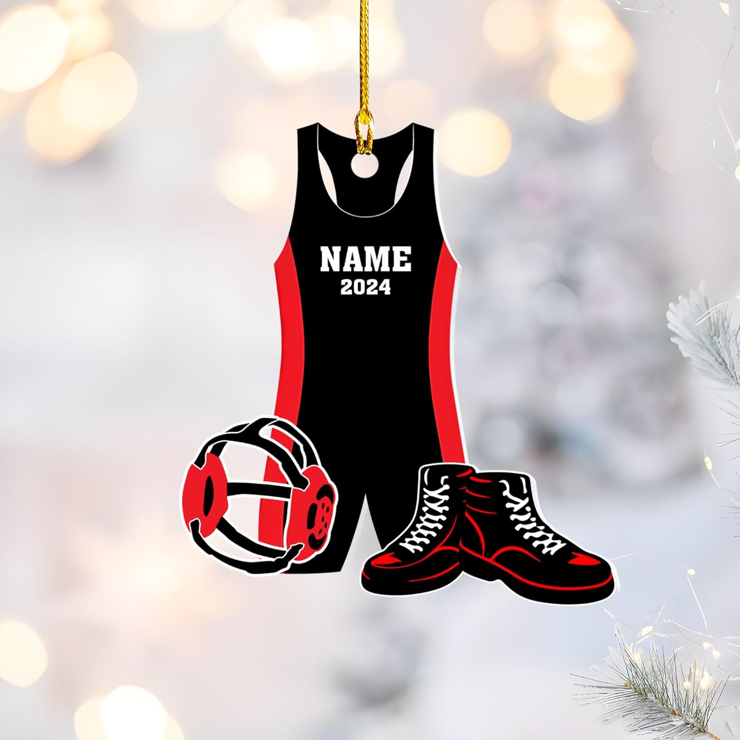 Personalized Wrestling Christmas Ornament 2024 Wrestling Christmas Ornament Gift for Wrestling Player Wrestling Christmas Tree Ornaments for Boys or Girls (Acrylic, Style 1)