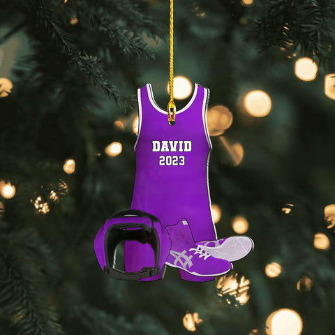 Personalized Wrestling Ornaments, Wrestling Christmas Ornament 2024, Boys Girls Wrestling Gifts Wrestler Christmas Ornaments, Wrestling Coach Gift for Wrestling Player Wrestling Helmet Ornament (W12)