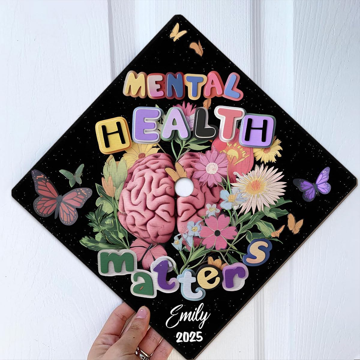 Pretyprints Mental Health Matters Graduation Cap Topper Personalized Psychology Cap Your Hard Work Psychology Grad Gifts 2025