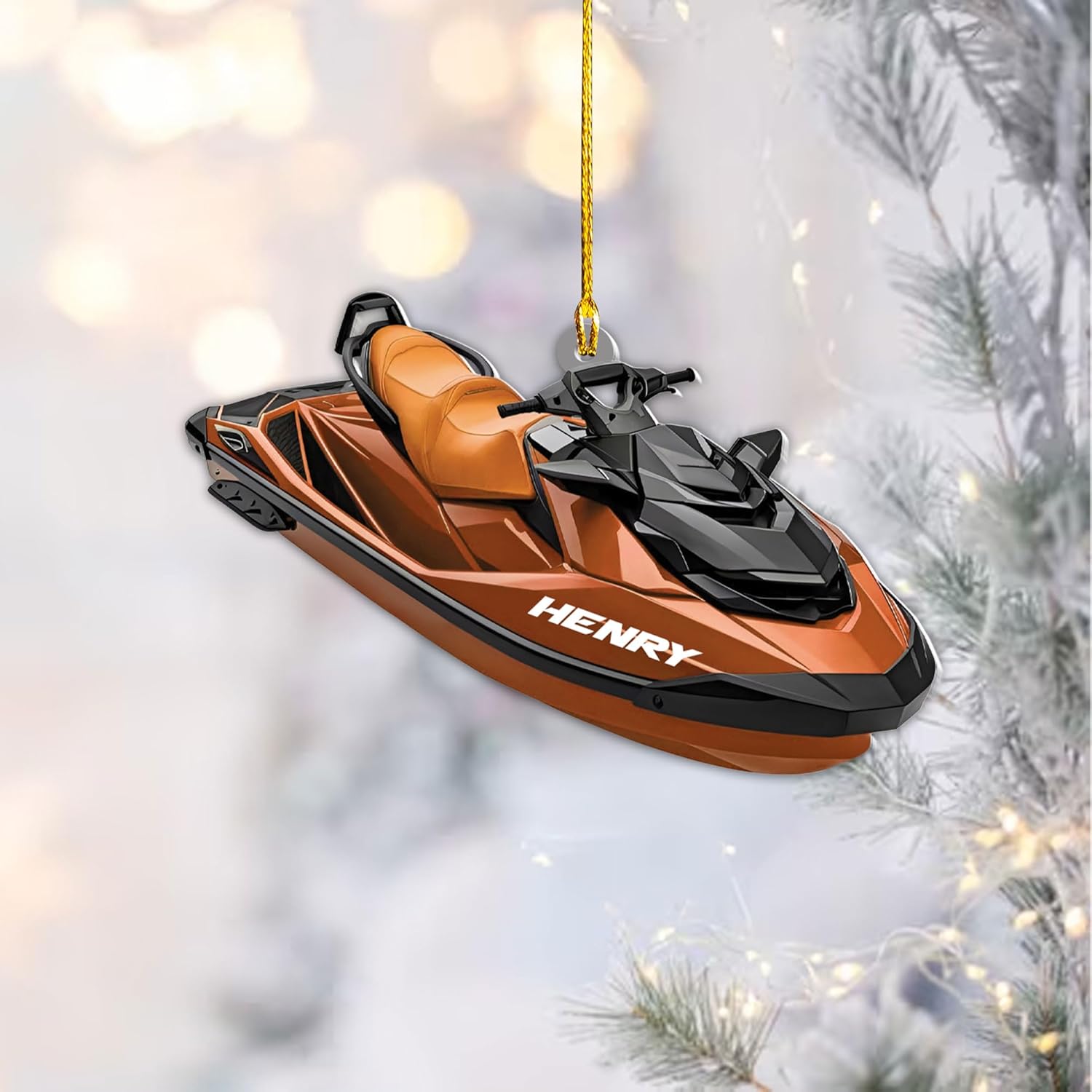 AOVL Custom Jet Ski Ornaments 2024 Jet Boat Ski Christmas Ornament Skiing Jet Boat Christmas Tree Ornament Gift for Watercraft Lovers Speed Boat Ornaments (JK5)