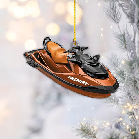 AOVL Custom Jet Ski Ornaments 2024 Jet Boat Ski Christmas Ornament Skiing Jet Boat Christmas Tree Ornament Gift for Watercraft Lovers Speed Boat Ornaments (JK5)