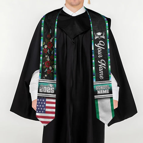 Pretyprints Custom Nigerian Graduation Sash, Nigeria Graduation Stole Customize, Nigerian American Flag Graduation Sash 2025
