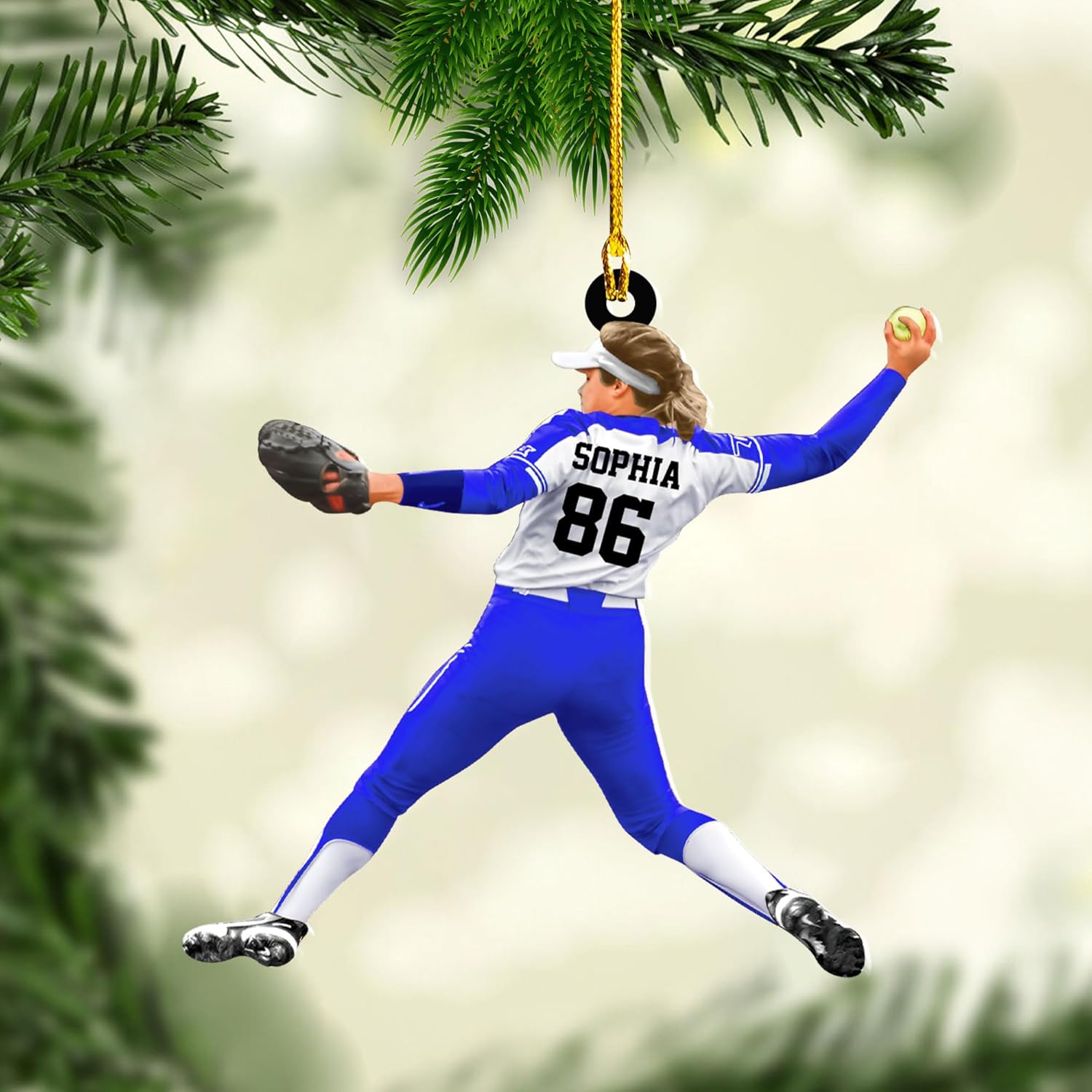 Parvii Personalized Softball Ornament Custom Softball Ornaments for Girl Coach Softball, Softball Gloves Ornament, Softball Ornament Softball Lover Softball Players Ornament (SB 8)