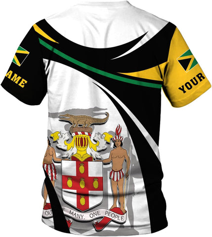 Mostprints Personalized Jamaica Shirt 3D, Custom Jamaica Flag Lion Shirt for Men and Women, Jamaican Pride T-Shirt Unisex