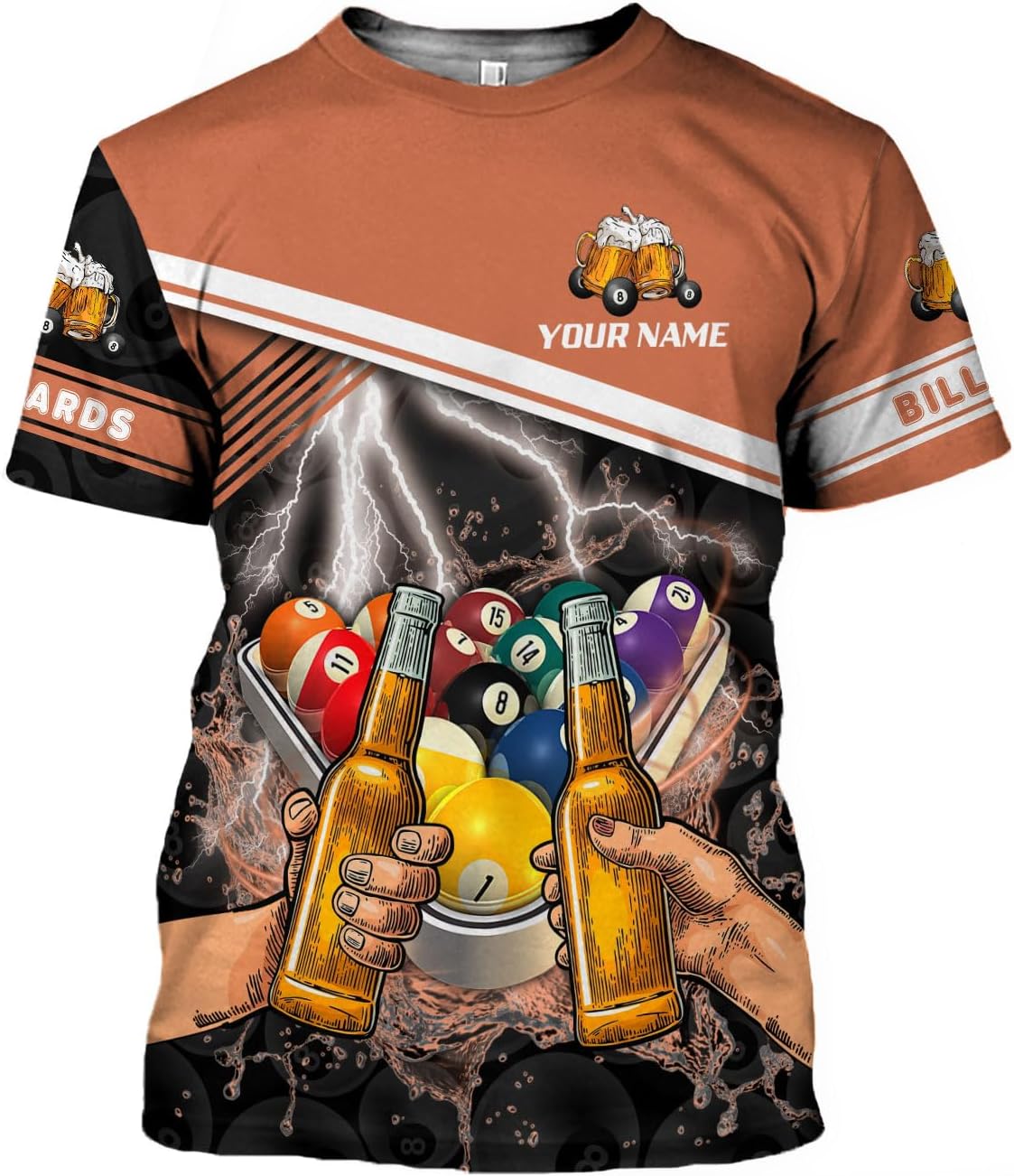 Parvii Personalized Billiards Shirt for Men, 8 Ball Pool Shirt, Billiards Gift