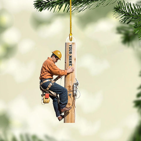 MAPrints Personalized Lineman Christmas Ornaments 2024, Line Man Ornaments, Electrician Acrylic 2D Flat Ornament, Electric Worker Ornament, Lineman Christmas Hanging Ornament, Gifts for Lineman (LM 3)