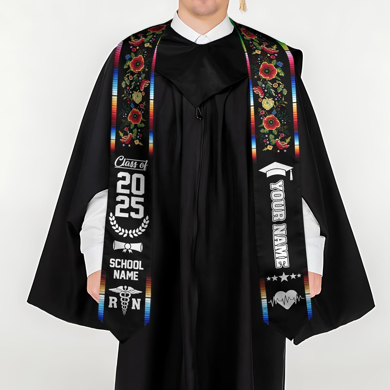 Pretyprints Custom Nurse Sash Graduation, RN Graduation Stole Gifts for Friends Nursing Student Senior Class Of 2025