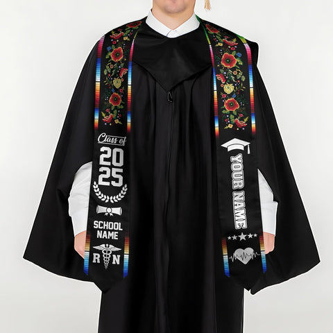 Pretyprints Custom Nurse Sash Graduation, RN Graduation Stole Gifts for Friends Nursing Student Senior Class Of 2025