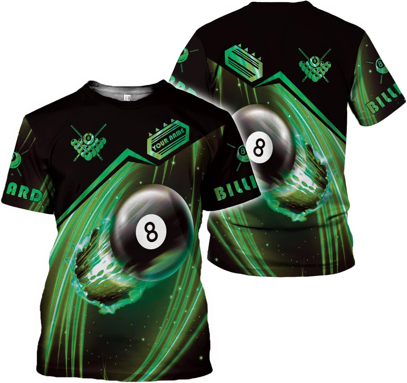 AOVL Personalized Billiard Shirts 3D Billiard Shirt Custom Billiard Flag Shirt Men's Pool Billiards Shirt 8 Ball Men Women