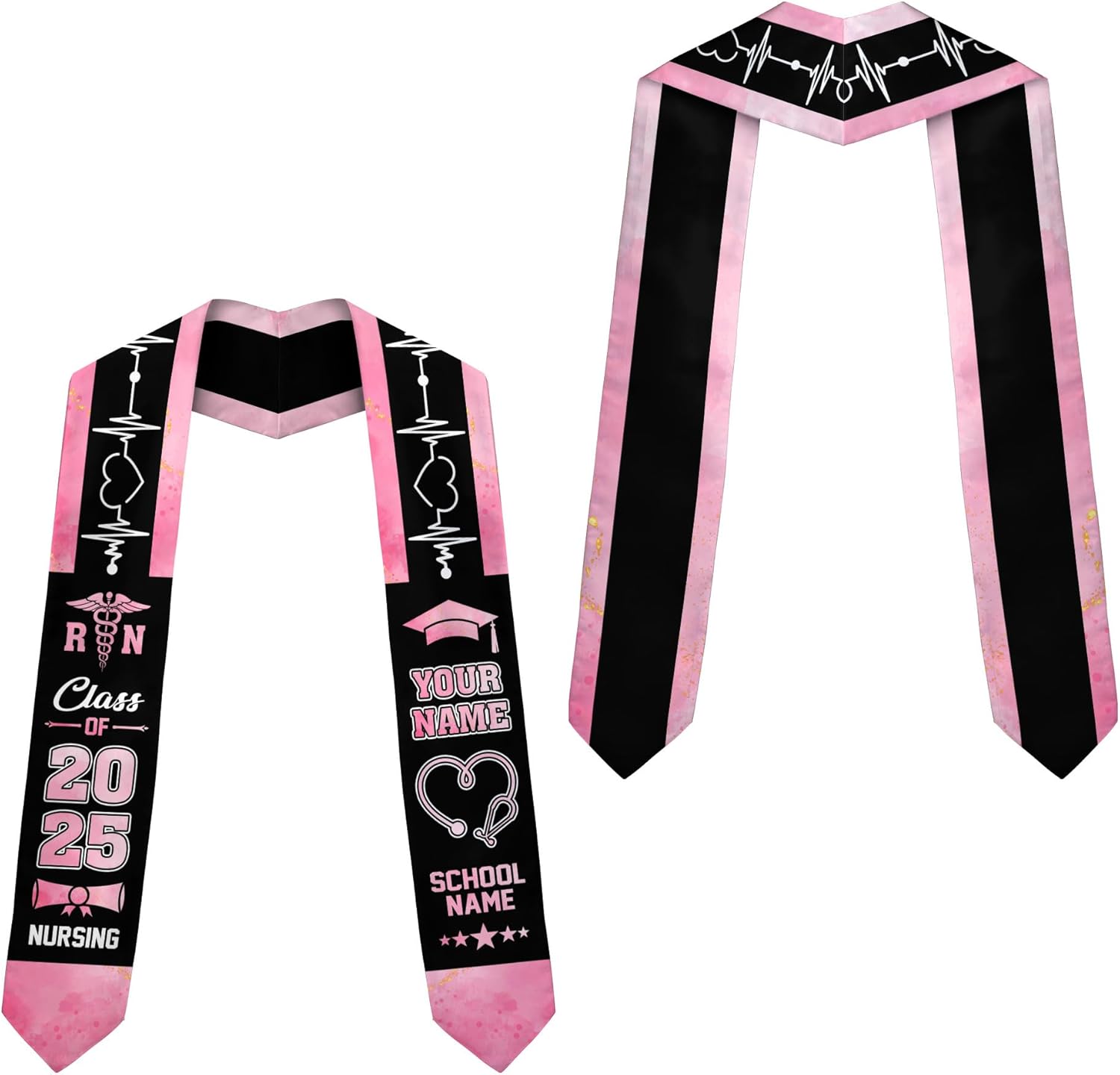 Pretyprints Custom Nurse Sash Graduation, RN Graduation Stole Gifts for Friends Nursing Student Senior Class Of 2025