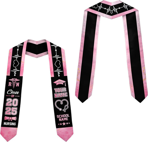 Pretyprints Custom Nurse Sash Graduation, RN Graduation Stole Gifts for Friends Nursing Student Senior Class Of 2025