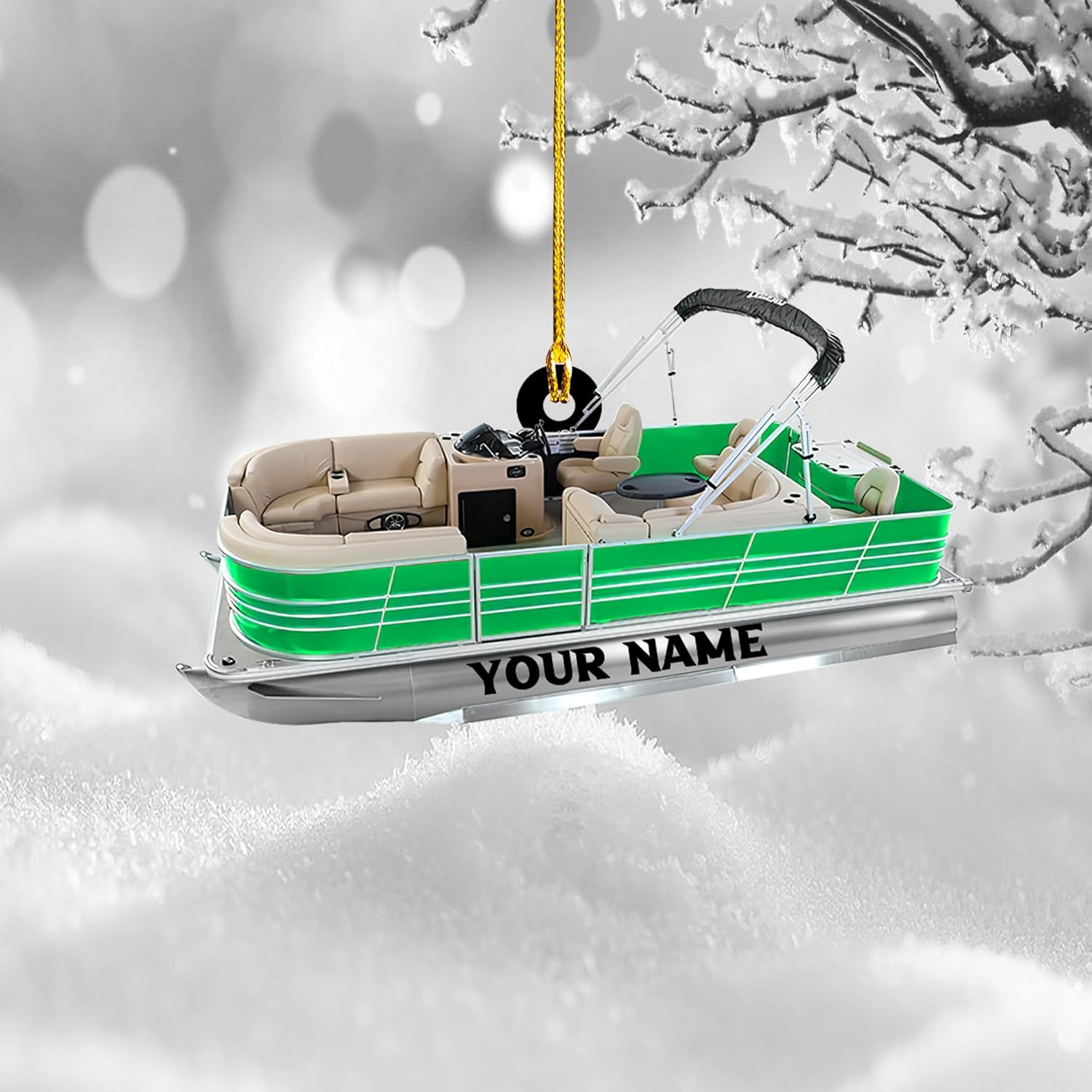 Parvii Personalized Pontoon Boat Ornament, Custom Pontoon Christmas Ornament, Pontoon Boat Christmas Ornament, Pontoon Boat, Christmas Tree Ornament, Custom Pontoon Hanging Ornament (PT 2)