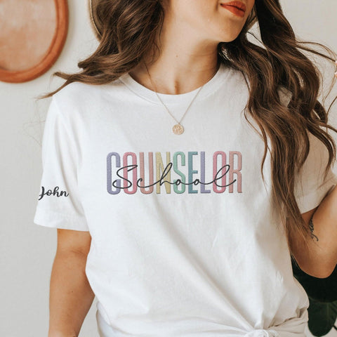 Custom Counselor Embroidered Sweatshirt Retro First Day of School Gift Her Historical Black Casual Long Sleeve Pullover Women