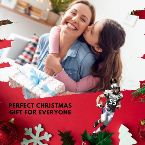 MoonArt Personalized Name Football Ornaments 2023, Customized Football Christmas Ornaments Wood Ornament Christmas Tree Hanging Ornament Pine Tree Decorations for Kid Couple Friends Family, Red (FB2)