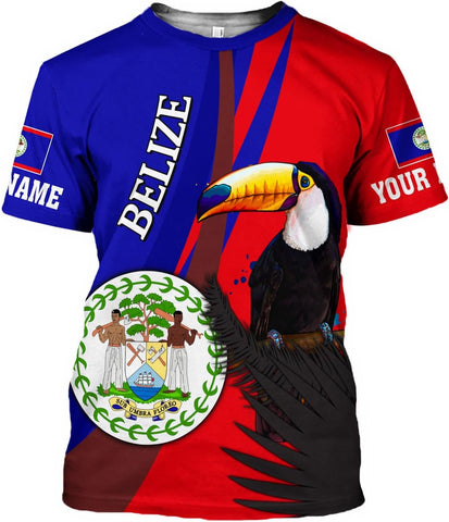Artparel Personalized Belize Shirt Coat of Arms of Belize Flag Shirts Belizean Country Flag Gift T-Shirt Belizean Shirt S-5XL