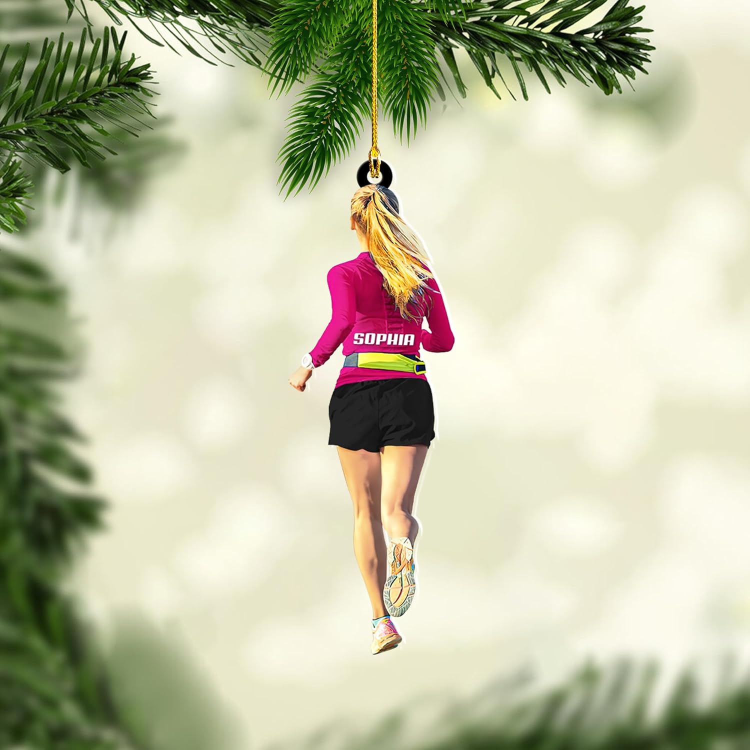 Personalized Running Ornament, Half Marathon Runner Ornament, Cross Country Christmas Ornament, Track and Field Christmas Ornaments for Runners Girl Shoes Ornament Gift for Athletes Running Man (RN2)