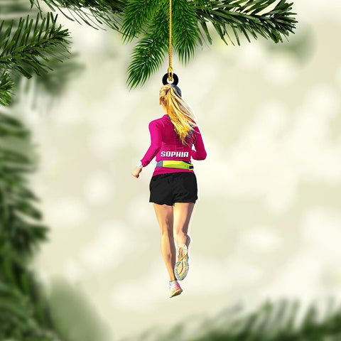 Personalized Running Ornament, Half Marathon Runner Ornament, Cross Country Christmas Ornament, Track and Field Christmas Ornaments for Runners Girl Shoes Ornament Gift for Athletes Running Man (RN2)