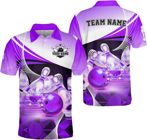 Ligthuy Personalized Name Bowling Polo Shirts 3D for Men and Women, Bowling Shirt, Bowling Shirts for Men Team Bowling Shirt3