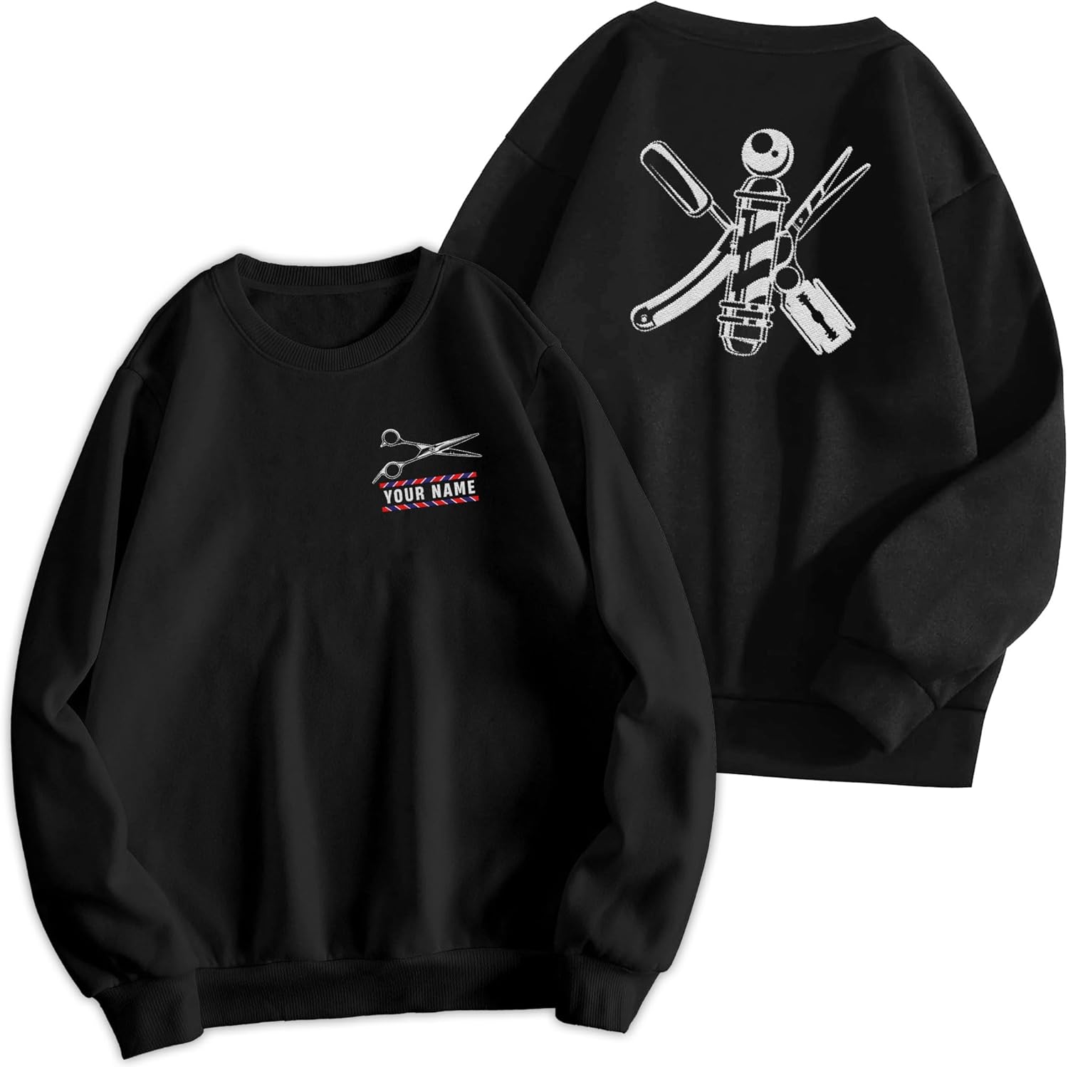 Podagree Personalized Embroidered Barber Crewneck Sweatshirt, Hairdresser Hairstylist Barbershop Hoodie, Gifts For A Barber