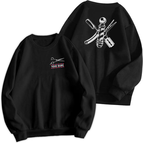 Podagree Personalized Embroidered Barber Crewneck Sweatshirt, Hairdresser Hairstylist Barbershop Hoodie, Gifts For A Barber