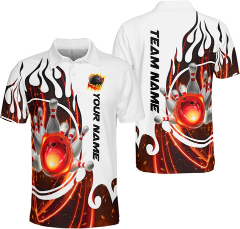 Mostprints Personalized Name Bowling Polo Shirts 3D for Men and Women, Bowling shirt, Bowling Shirts for Men Team Bowling Shirt