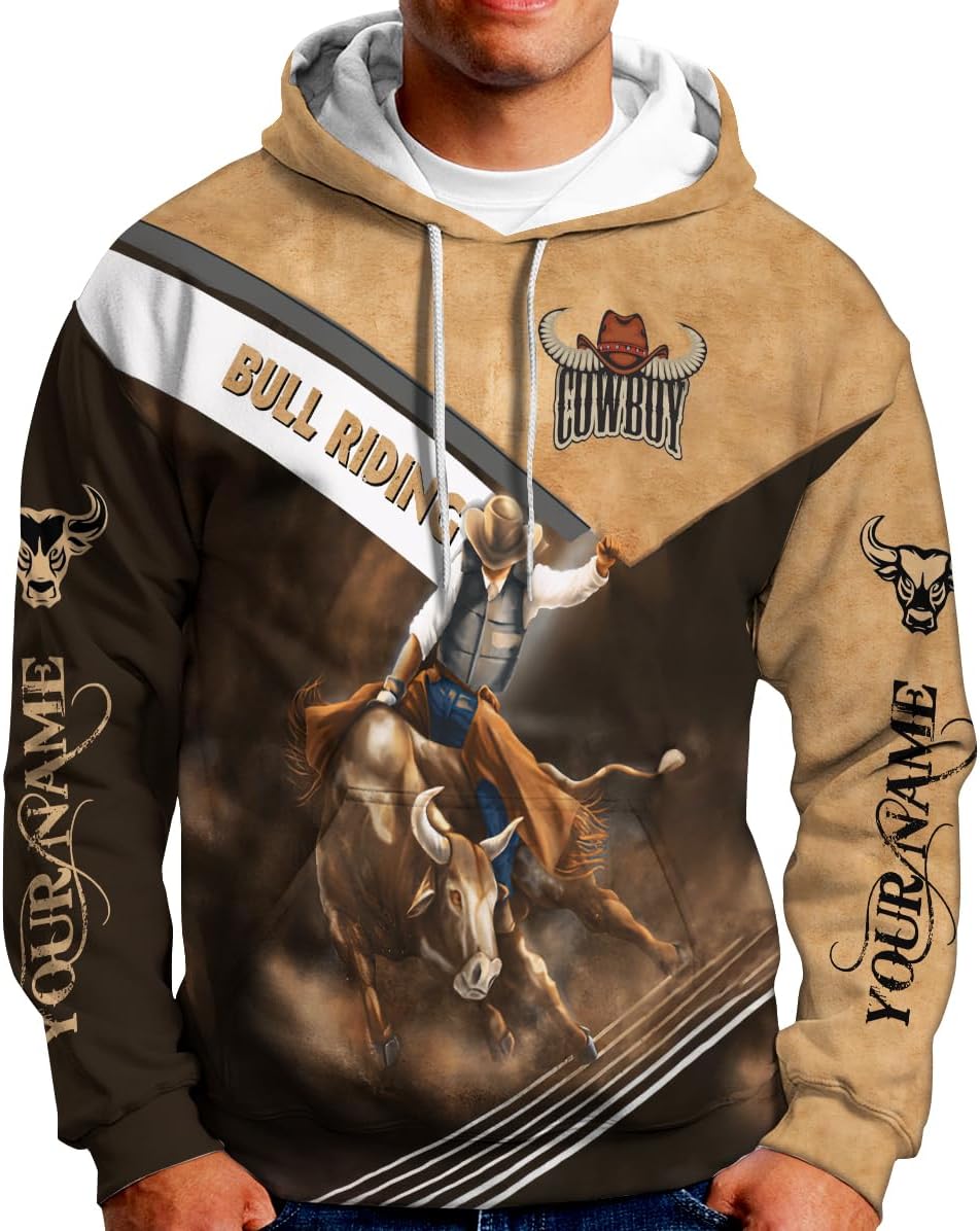 Mostprints Personalized Name Bull Riding Shirt 3D, Rodeo Shirts Bull Biding Shirts for Men and Women, Bull Rider Shirt Gift