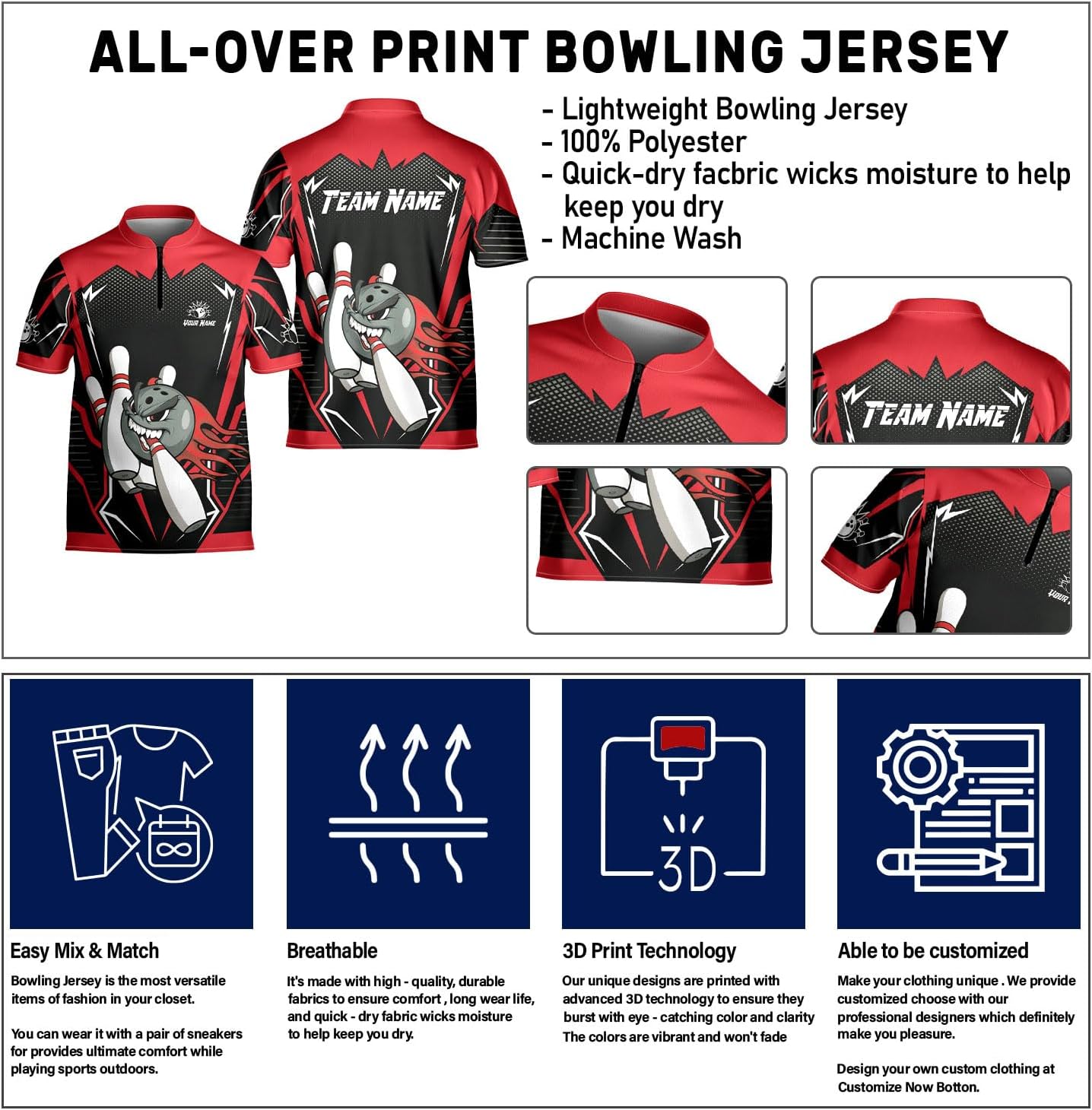 Custom Bowling Jersey for Men & Women - Style Shirts for Team