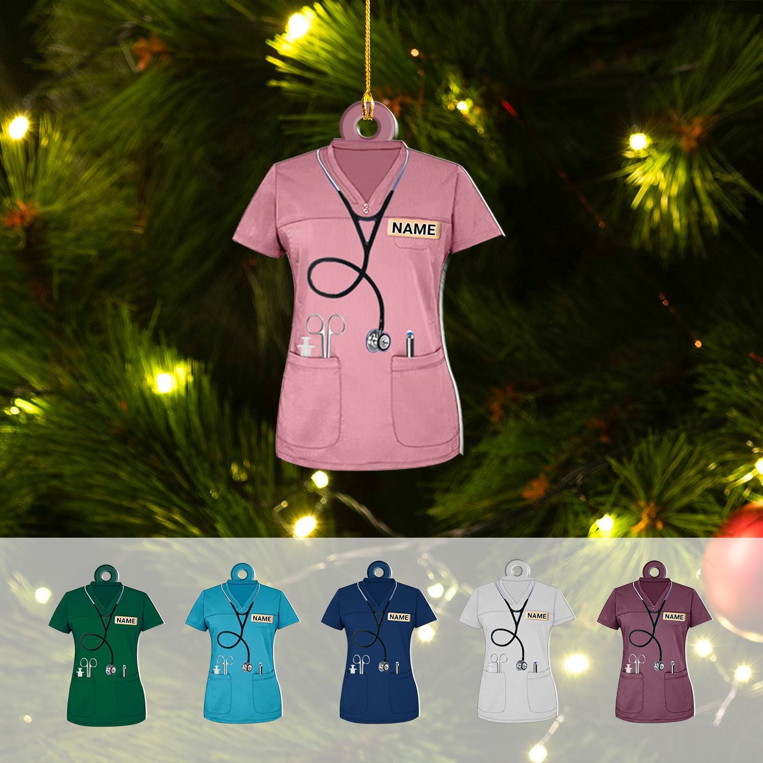 Artparel Personalized Nurse Ornament Nurse Scrubs Ornament Nurse Life Ornament Nurse Gift Nurse Scrubs Ornament Nurse Ornament for Christmas Tree Nurse Scrubs Gift for Nurse Ornament (Nurse 19)