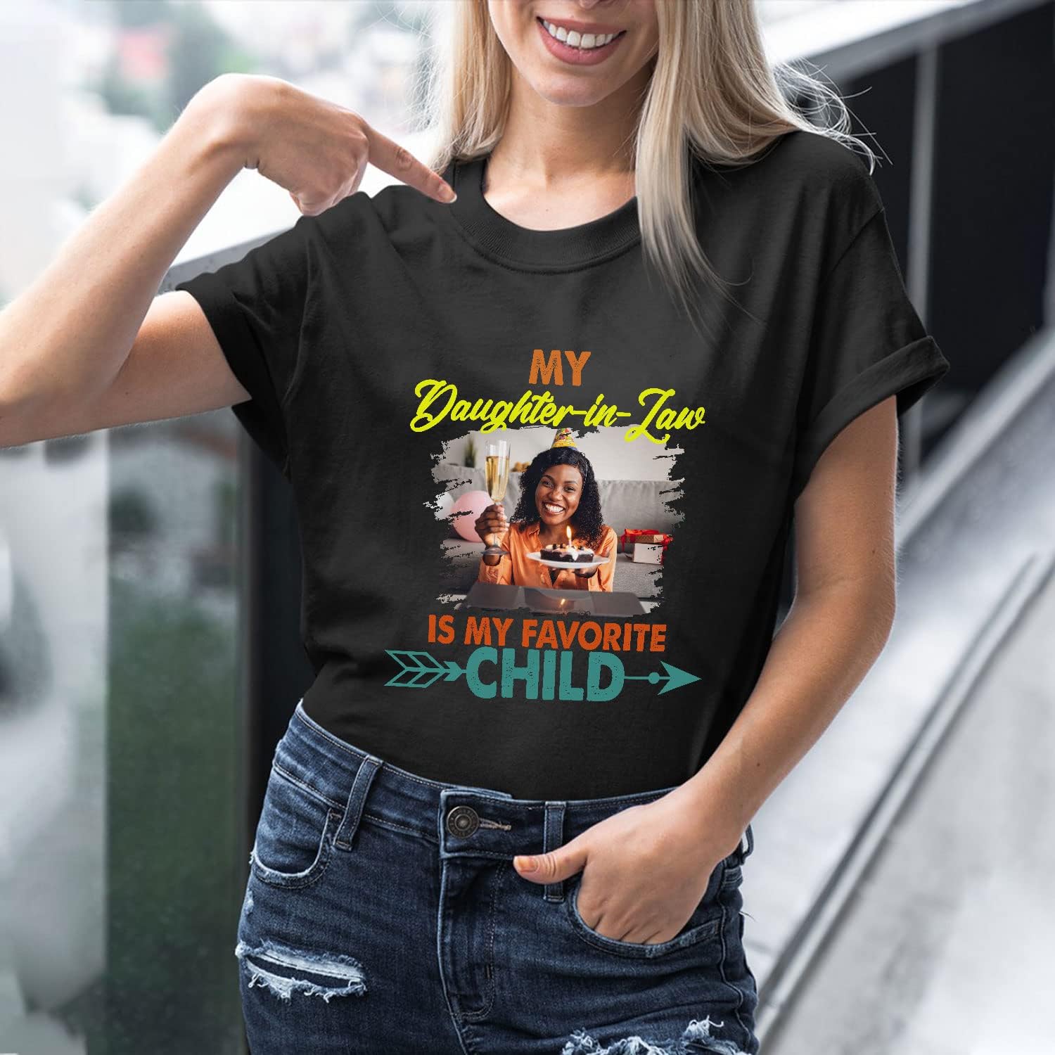 HomeDesign Personalized My Daughter in Law is My Favorite Child Shirt, Daughter in Law Tshirt Favorite Child is My Daughter