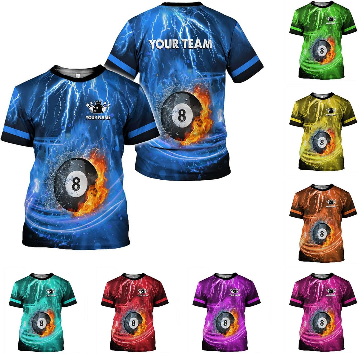 Ligthuy Personalized Name Billiard Shirts 3D, Billiards Shirt 8 Ball Billiard Shirt Custom Men's Pool Men Women\u2026
