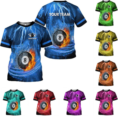 Ligthuy Personalized Name Billiard Shirts 3D, Billiards Shirt 8 Ball Billiard Shirt Custom Men's Pool Men Women\u2026