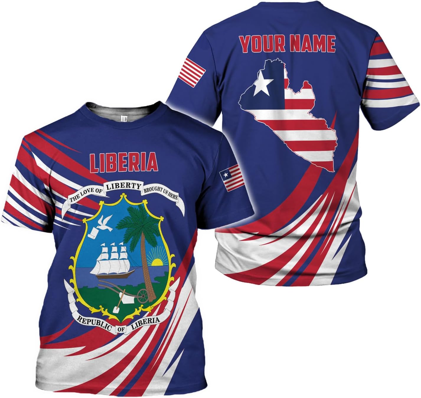 Royal Fight Personalized Liberia Shirts Liberian Pride Flag Shirt Liberia Flag Shirts Liberia Flag Gift T-Shirt for Men Women