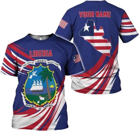 Royal Fight Personalized Liberia Shirts Liberian Pride Flag Shirt Liberia Flag Shirts Liberia Flag Gift T-Shirt for Men Women