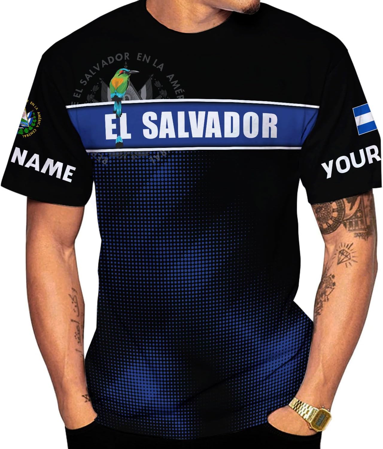 Personalized El Salvador Shirt Custom Camiseta de El Salvador Flag Shirt Men, Women Salvadorans Pride El Salvadore�a Gift