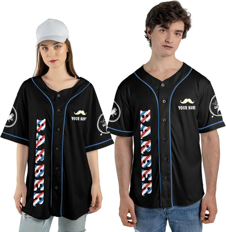 Personalized Barber Shop Baseball Jersey, Hairdresser Jersey, Barber Tools Hat