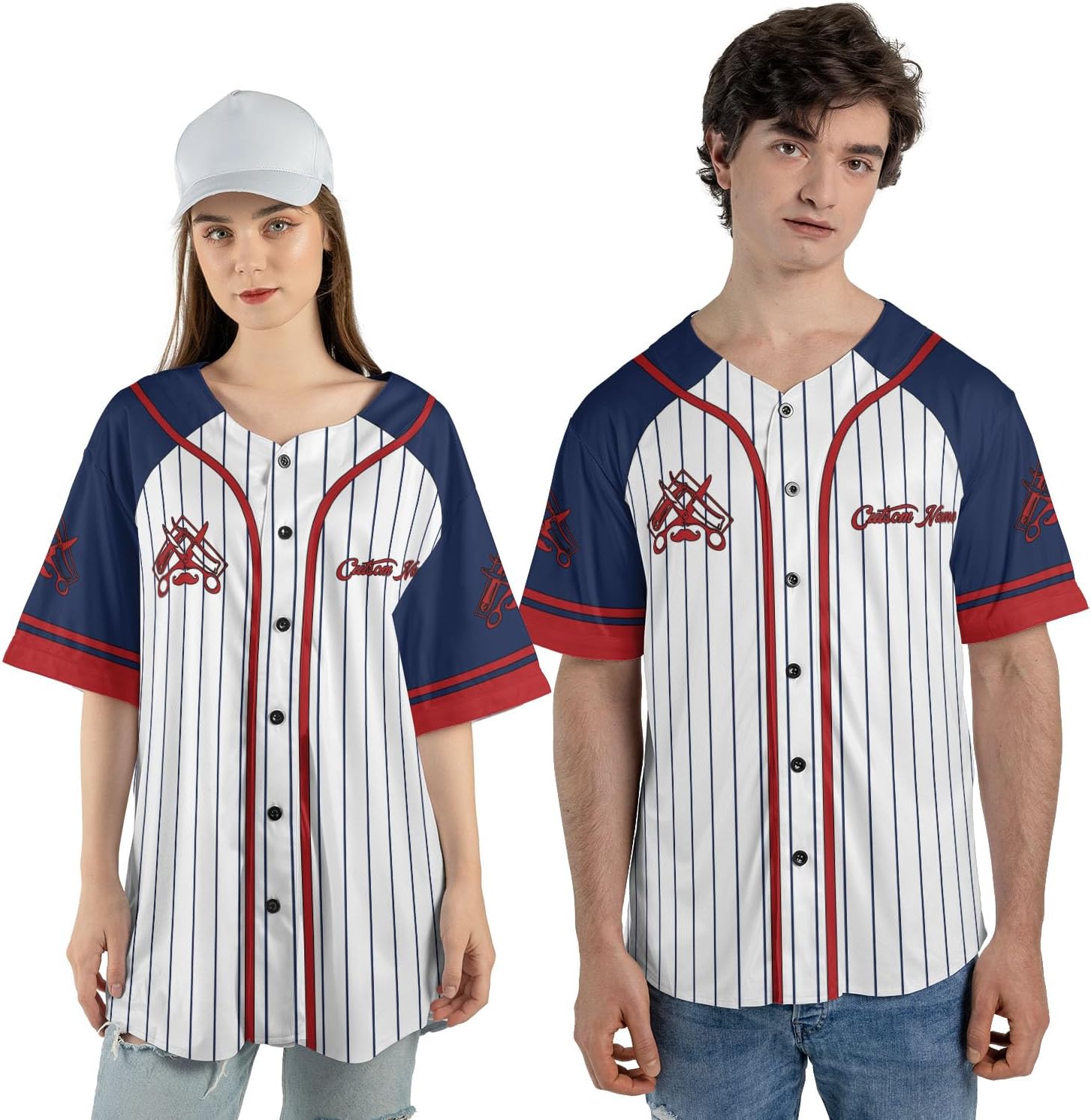 Personalized Barber Shop Baseball Jersey, Hairdresser Jersey, Barber Tools Hat