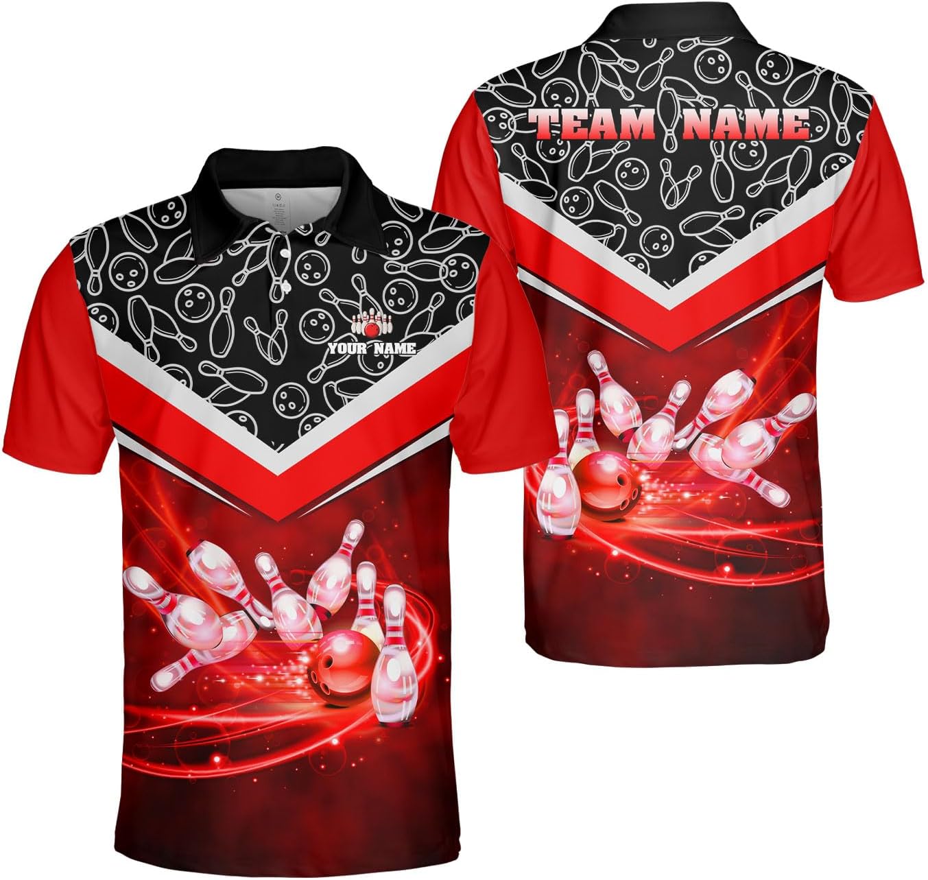 Ligthuy Personalized Name Bowling Polo Shirts 3D for Men and Women, Bowling Shirt, Bowling Team